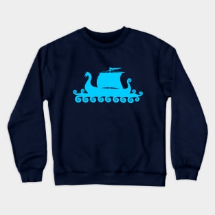 Blue Viking Ship Silhouette Crewneck Sweatshirt